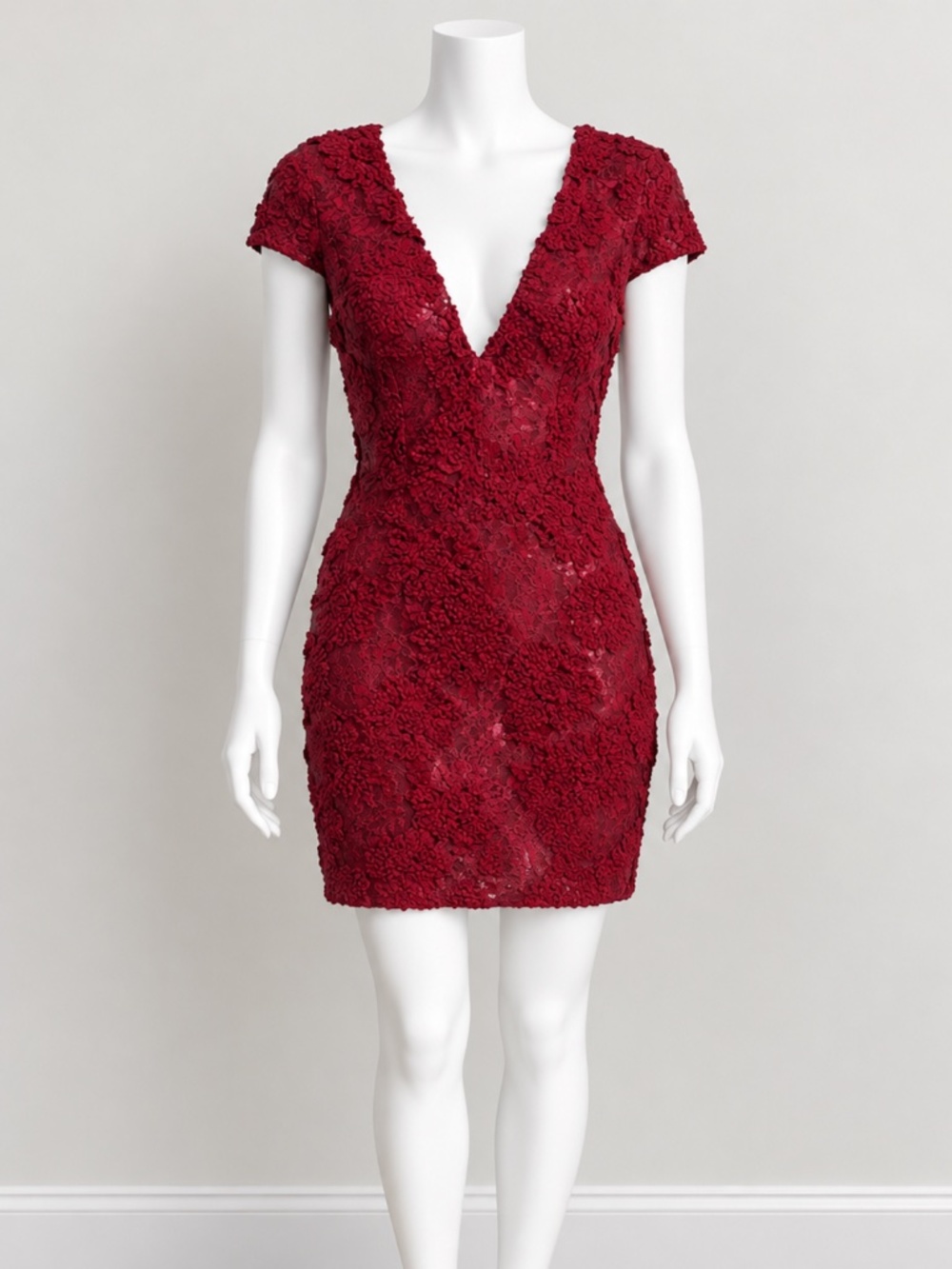 Dress The Population Zoe Burgundy Sequin Embellished Mini Dress Size L NWT